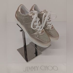 Jimmy Choo Teri Women's Gold Glitter Nappa Leather Low Top Sneakers - EU36.5